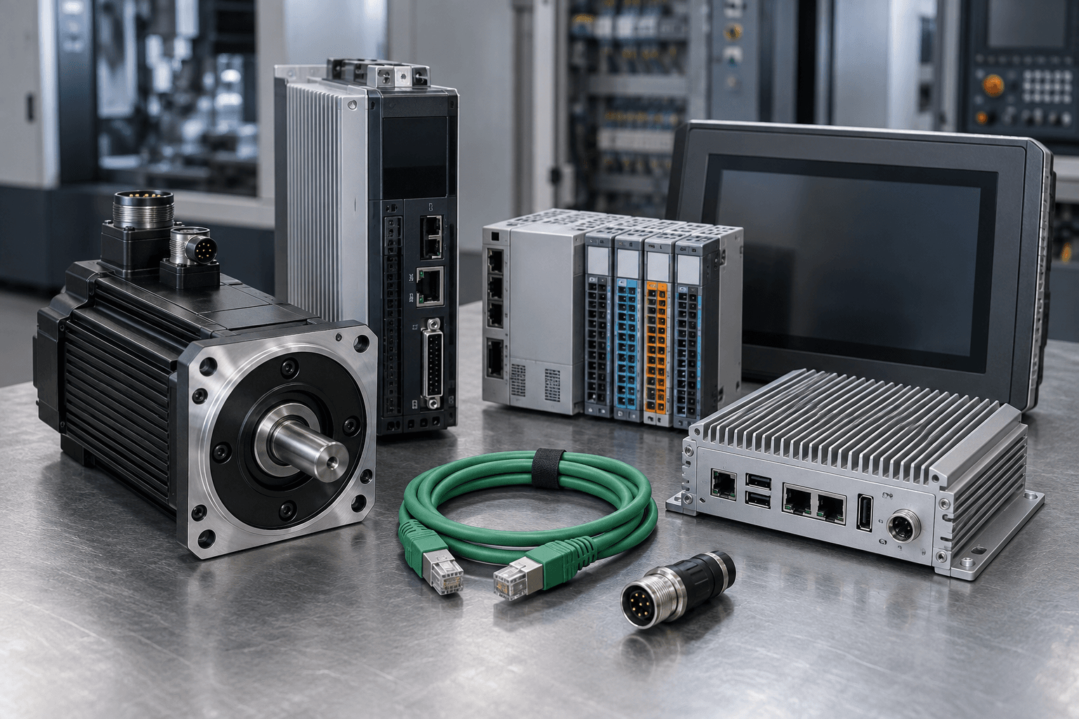 Illustration of industrial automation components
